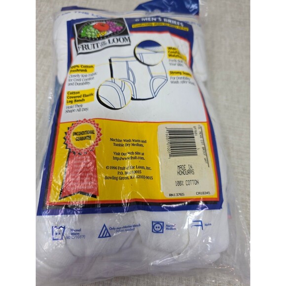 VTG NEW Fruit of the Loom Briefs 6 Pack 1996 Men's White Size Large 38-40 1996 - Picture 4 of 5